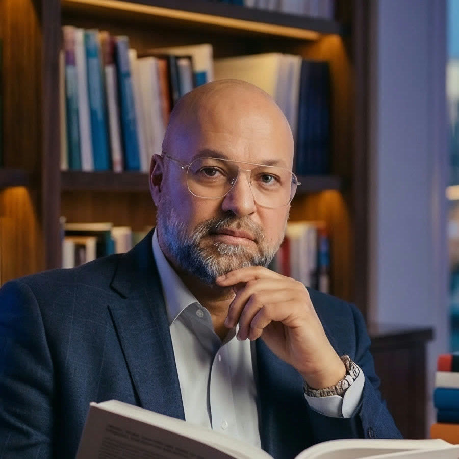 Nordine Mouaouia dans sa bibliothèque