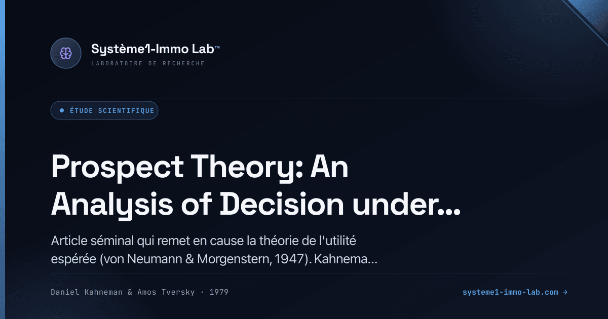 Prospect Theory: An Analysis of Decision under Risk · Kahneman ...